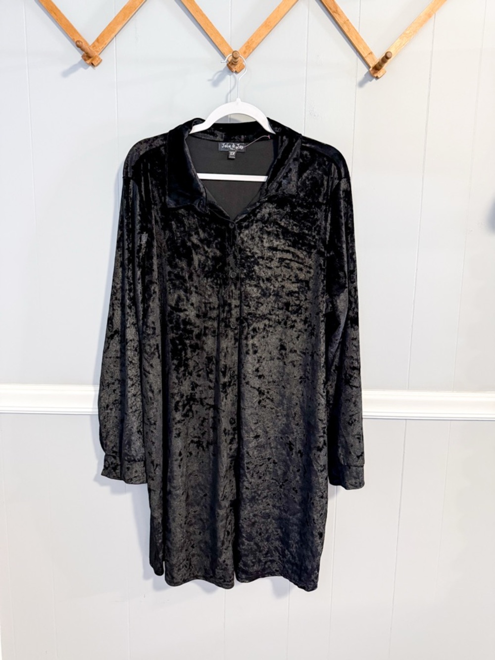 Jolie & Joy Crushed Velvet Button Top Tunic Dress